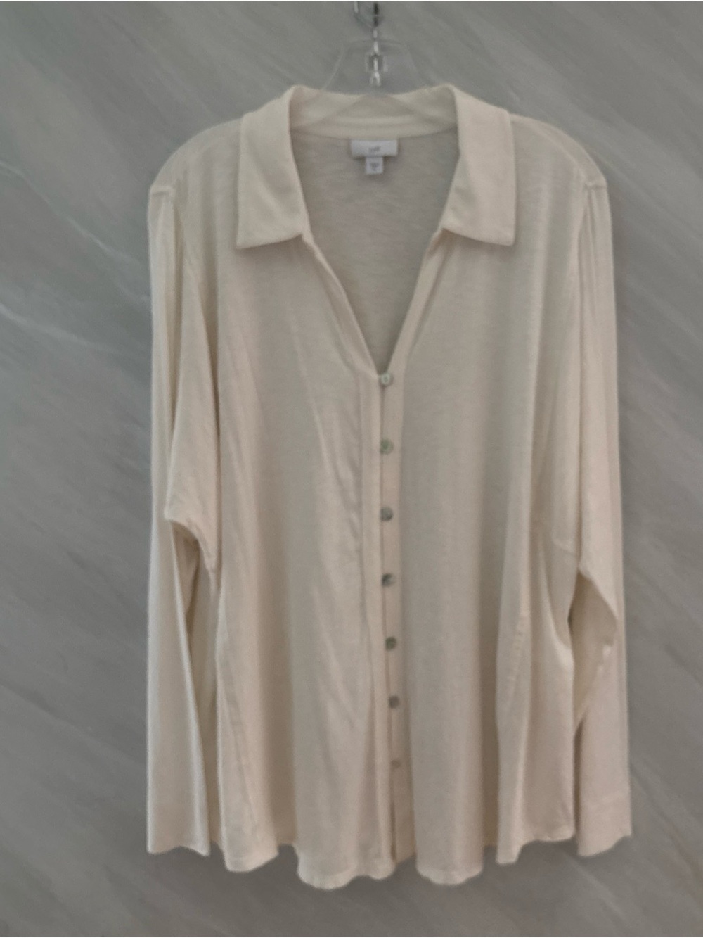 J.Jill Women’s XL Cream Classic Collar Long Sleeve Button Up Blouse Minimalist